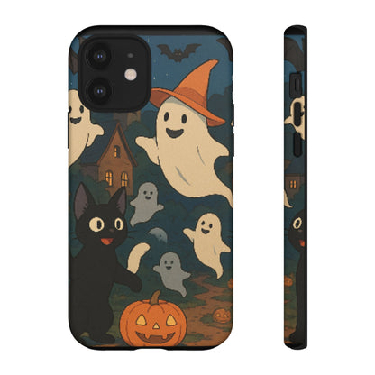 Halloween Phone Case, Spooky Ghost Design, Cat & Pumpkin Accessories, Fall Decor, Trick or Treat Gift