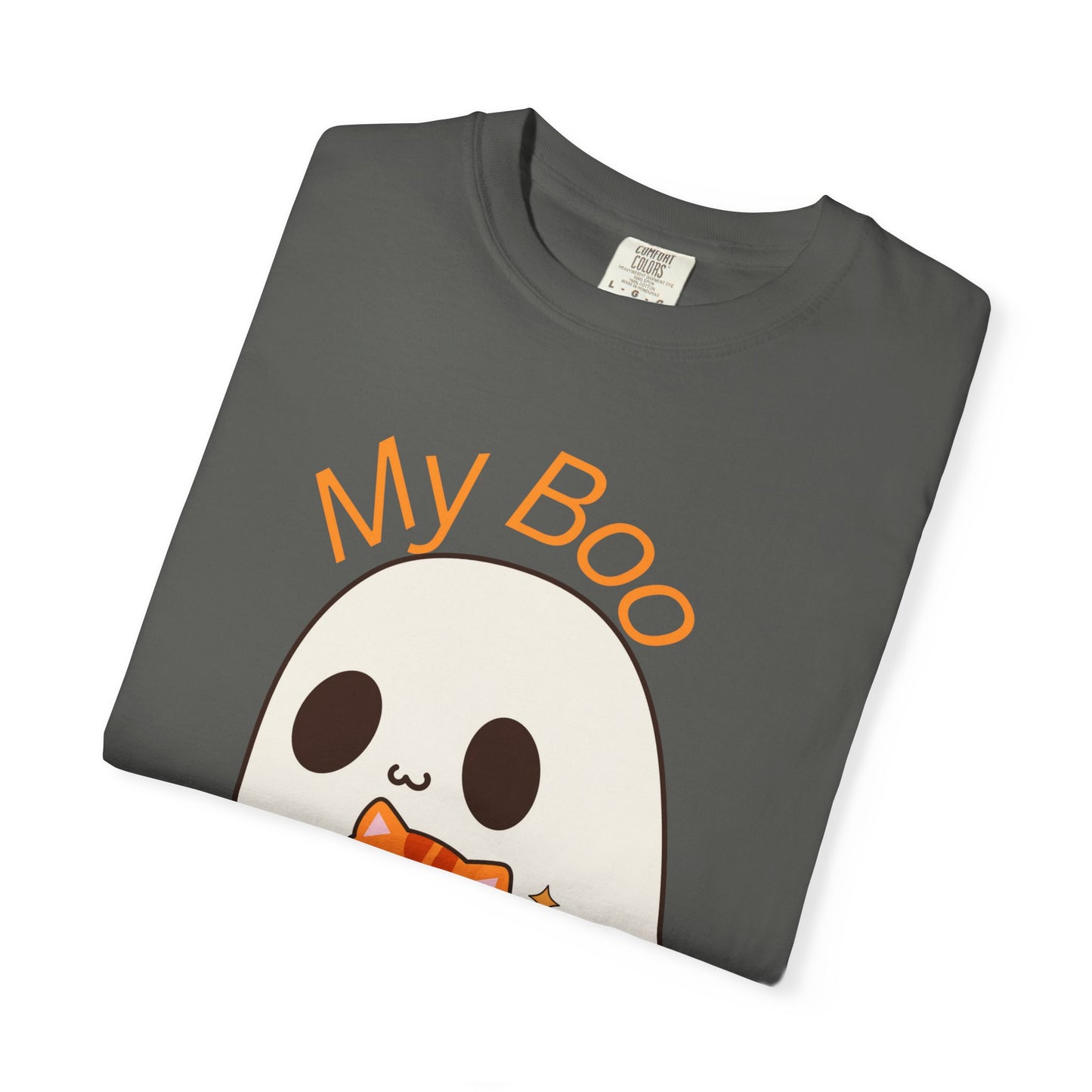 Cute Ghost & Cat Humor Tee, My Boo T-Shirt, Fall Apparel, Halloween Fashion, Gift for Cat Lovers, Unisex Funny Shirt