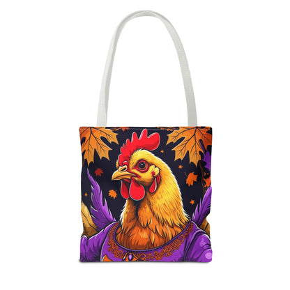 Festive Chicken Tote Bag, Autumn Harvest Bag, Halloween Purse, Farmhouse Decor, Gift for Chicken Lovers