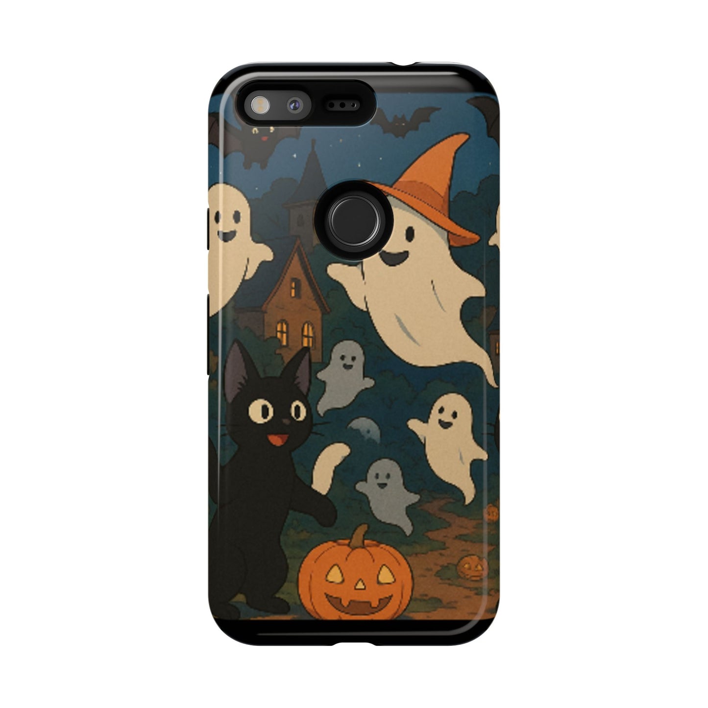 Halloween Phone Case, Spooky Ghost Design, Cat & Pumpkin Accessories, Fall Decor, Trick or Treat Gift
