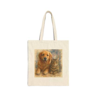 Pet Lover's Canvas Tote Bag, Dog Cat Tote, Eco-Friendly Bag, Animal Lover Gift, Cute Pet Art Bag, Everyday Carry Tote