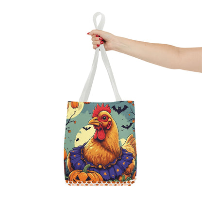 Festive Chicken Tote Bag, Autumn Harvest Bag, Halloween Purse, Farmhouse Decor, Gift for Chicken Lovers