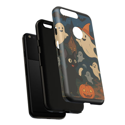 Halloween Phone Case, Spooky Ghost Design, Cat & Pumpkin Accessories, Fall Decor, Trick or Treat Gift
