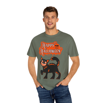 Halloween Cat T-Shirt, Spooky Apparel, Unisex Costume Tee, Fall Fashion, Halloween Party Wear, Fun Trick or Treat Shirt