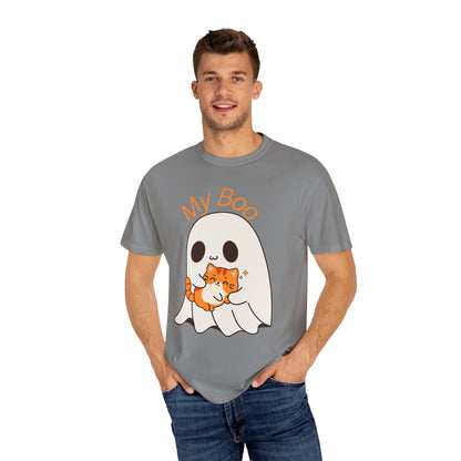 Cute Ghost & Cat Humor Tee, My Boo T-Shirt, Fall Apparel, Halloween Fashion, Gift for Cat Lovers, Unisex Funny Shirt