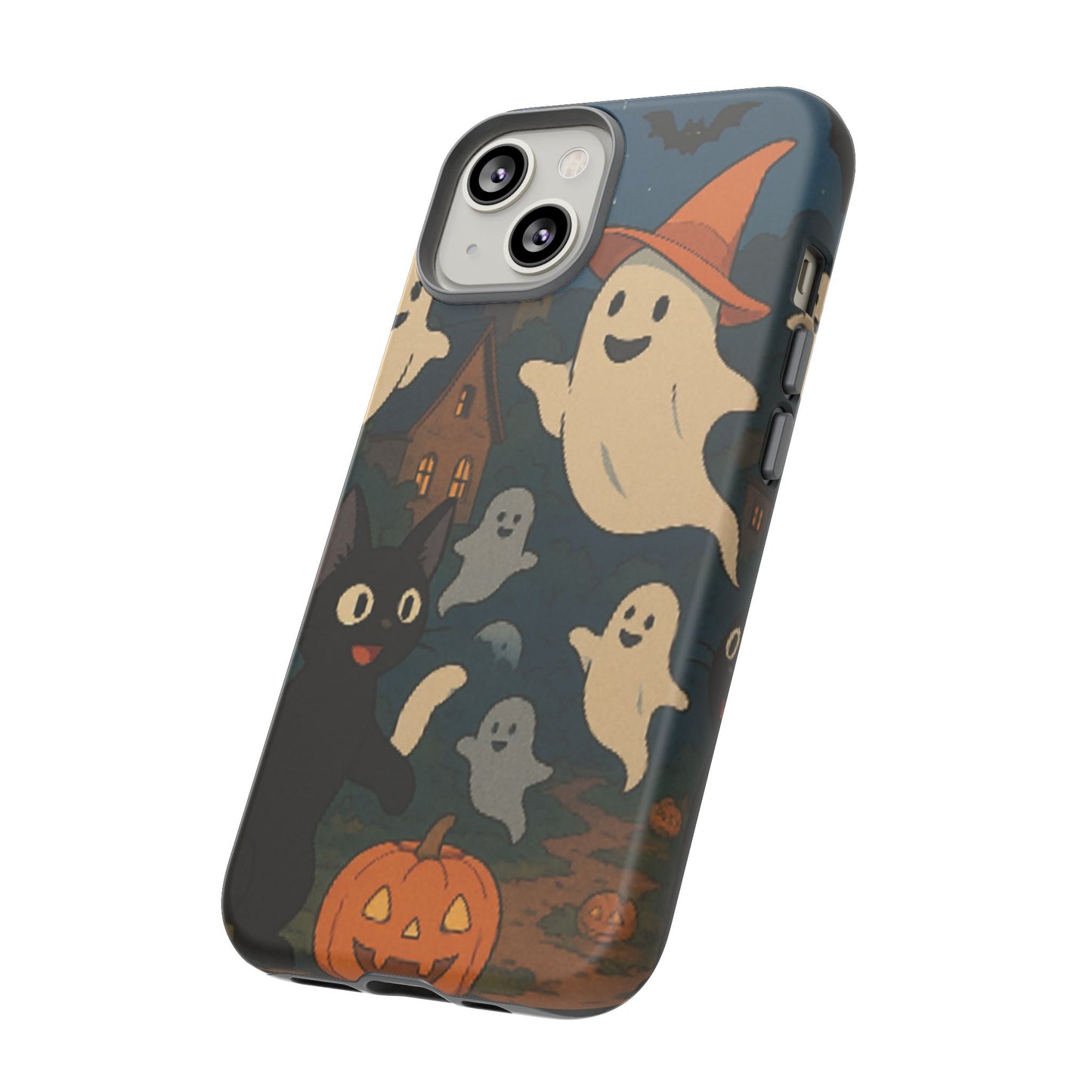 Halloween Phone Case, Spooky Ghost Design, Cat & Pumpkin Accessories, Fall Decor, Trick or Treat Gift