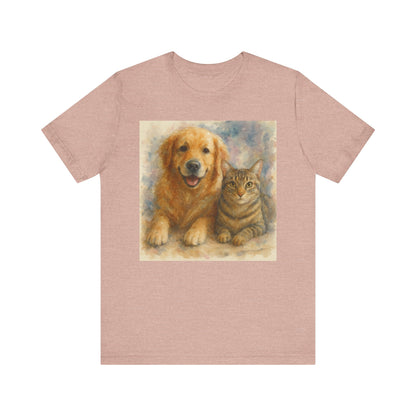 Pet Lovers Unisex Tee, Dog and Cat Combo Shirt, Animal Lover Gift, Animal-Themed Apparel, Funny Pet T-Shirt, Cozy Casual Wear