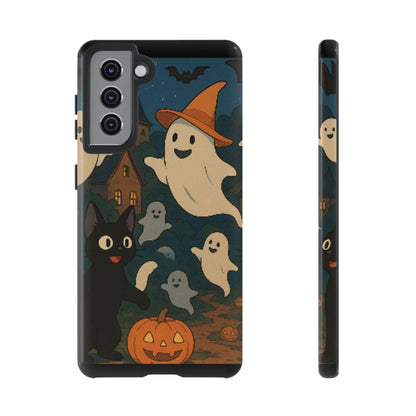 Halloween Phone Case, Spooky Ghost Design, Cat & Pumpkin Accessories, Fall Decor, Trick or Treat Gift