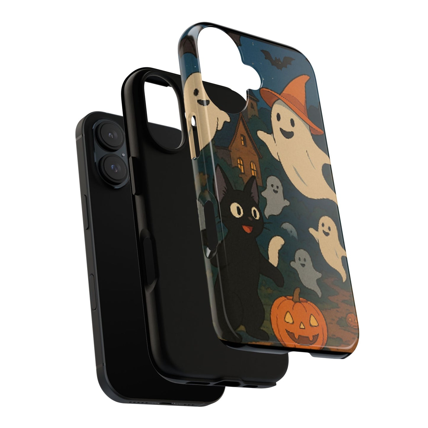 Halloween Phone Case, Spooky Ghost Design, Cat & Pumpkin Accessories, Fall Decor, Trick or Treat Gift