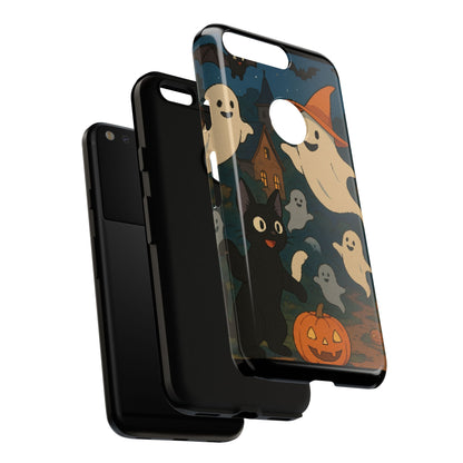 Halloween Phone Case, Spooky Ghost Design, Cat & Pumpkin Accessories, Fall Decor, Trick or Treat Gift