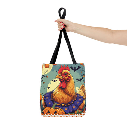 Festive Chicken Tote Bag, Autumn Harvest Bag, Halloween Purse, Farmhouse Decor, Gift for Chicken Lovers