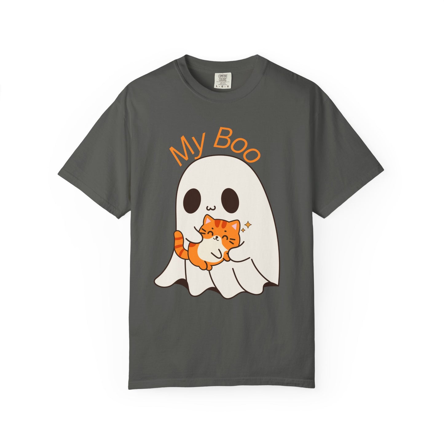 Cute Ghost & Cat Humor Tee, My Boo T-Shirt, Fall Apparel, Halloween Fashion, Gift for Cat Lovers, Unisex Funny Shirt