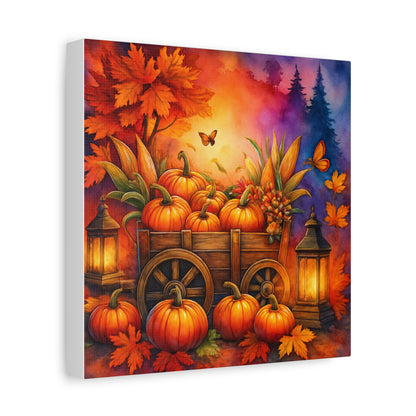 Autumn Pumpkin Canvas Wall Art, Fall Decor for Home, Harvest Season Artwork, Thanksgiving Decoration, Cozy Seasonal Wall Hanging