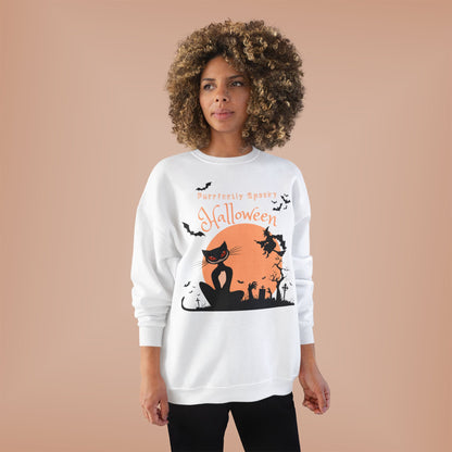 Halloween Cat Crewneck Sweatshirt, Spooky Sweatshirt, Eco-Friendly Apparel, Fall Fashion, Unisex Halloween Sweater