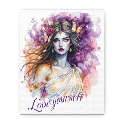 Stretched Canvas Art Print | Love Yourself | Boho Wall Decor, Inspirational Home Art, Gift for Her, Self-Love, Meditation Room