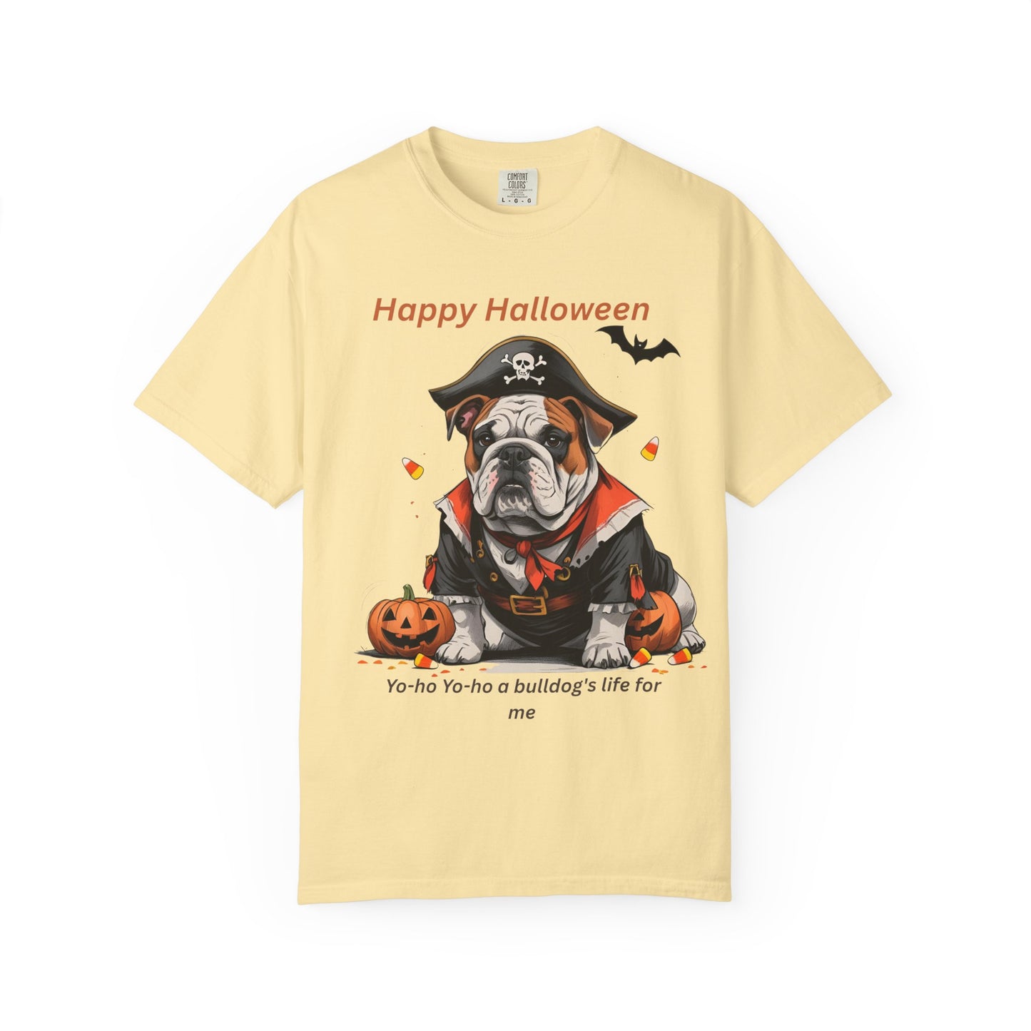 Halloween Bulldog T-Shirt, Unisex Graphic Tee, Funny Dog Shirt, Pirate Costume Top, Pet Lover Gift