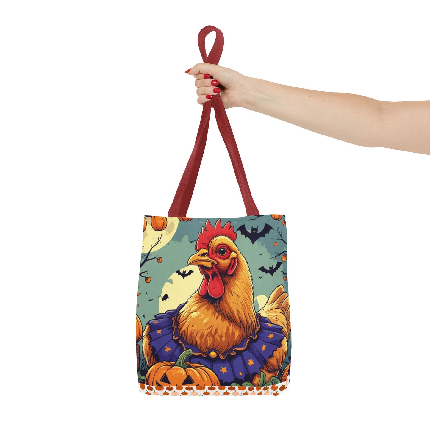 Festive Chicken Tote Bag, Autumn Harvest Bag, Halloween Purse, Farmhouse Decor, Gift for Chicken Lovers