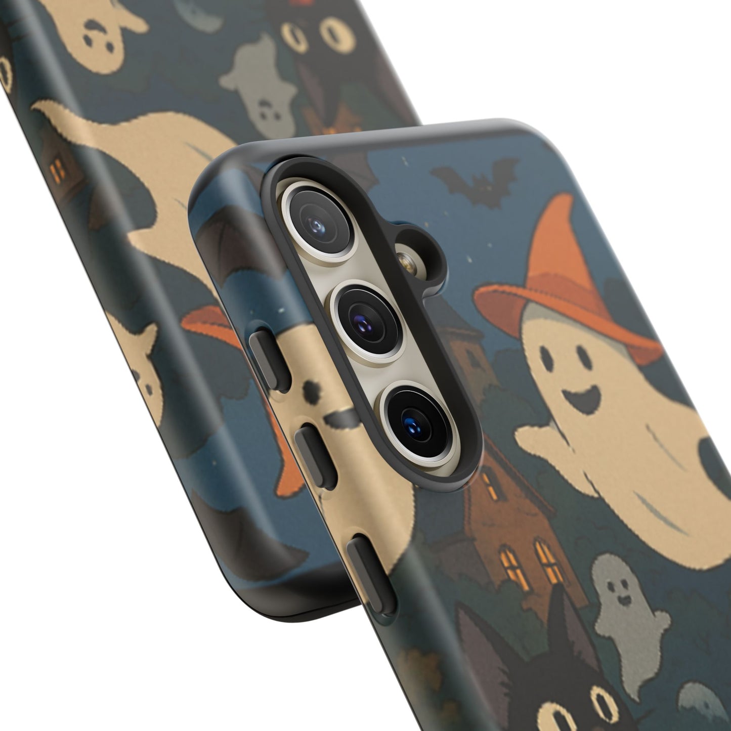 Halloween Phone Case, Spooky Ghost Design, Cat & Pumpkin Accessories, Fall Decor, Trick or Treat Gift