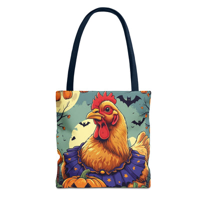 Festive Chicken Tote Bag, Autumn Harvest Bag, Halloween Purse, Farmhouse Decor, Gift for Chicken Lovers