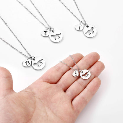 Horse Gifts for Girls - Stainless Steel Heart Initial A-Z Necklace, Dainty Jewelry for Women, Teen Girls, Horse Lovers