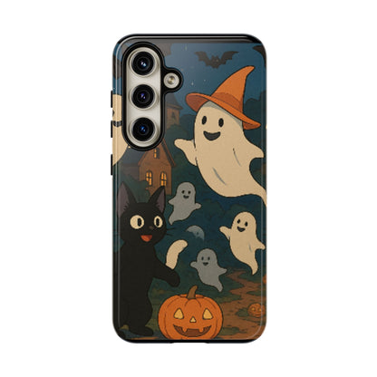 Halloween Phone Case, Spooky Ghost Design, Cat & Pumpkin Accessories, Fall Decor, Trick or Treat Gift