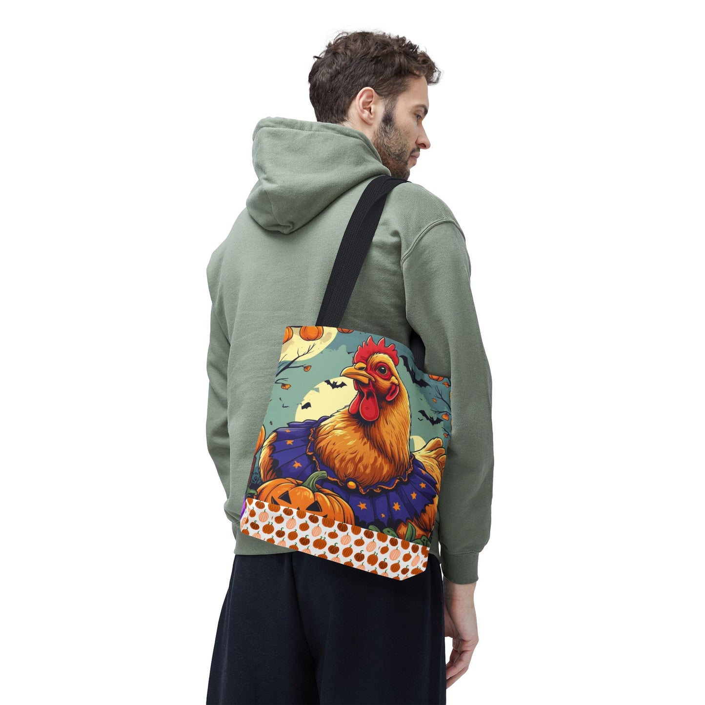 Festive Chicken Tote Bag, Autumn Harvest Bag, Halloween Purse, Farmhouse Decor, Gift for Chicken Lovers