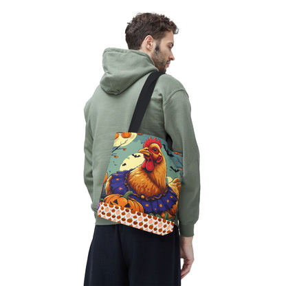 Festive Chicken Tote Bag, Autumn Harvest Bag, Halloween Purse, Farmhouse Decor, Gift for Chicken Lovers