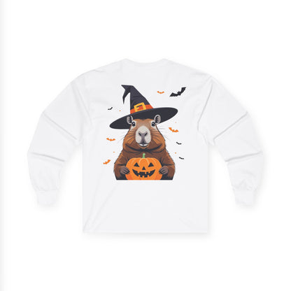 Halloween Animal Graphic Tee, Unisex Long Sleeve Shirt, Cute Pumpkin Shirt, Fall Apparel, Gift for Animal Lovers