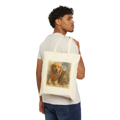 Pet Lover's Canvas Tote Bag, Dog Cat Tote, Eco-Friendly Bag, Animal Lover Gift, Cute Pet Art Bag, Everyday Carry Tote