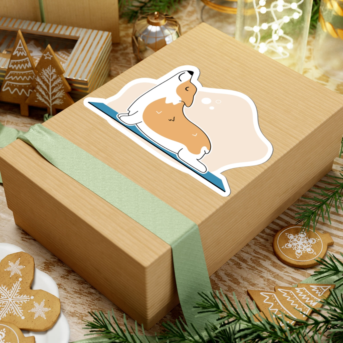 Charming Corgi Yoga Kiss-Cut Stickers - Cute Dog Stickers for Laptops, Journals, Gifts, Decor, Pet Lovers