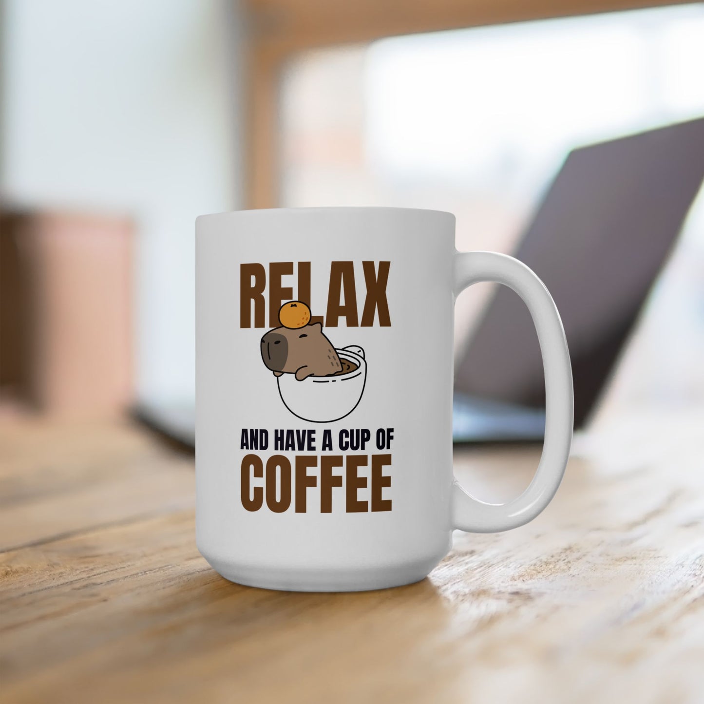 Relax and Unwind Coffee Mug, 11oz or 15oz Ceramic Cup, Gift for Coffee Lovers, Fun Kitchen Decor, Morning Coffee Essential