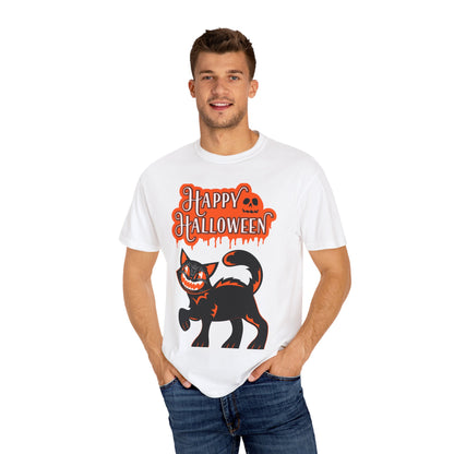 Halloween Cat T-Shirt, Spooky Apparel, Unisex Costume Tee, Fall Fashion, Halloween Party Wear, Fun Trick or Treat Shirt