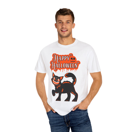 Halloween Cat T-Shirt, Spooky Apparel, Unisex Costume Tee, Fall Fashion, Halloween Party Wear, Fun Trick or Treat Shirt