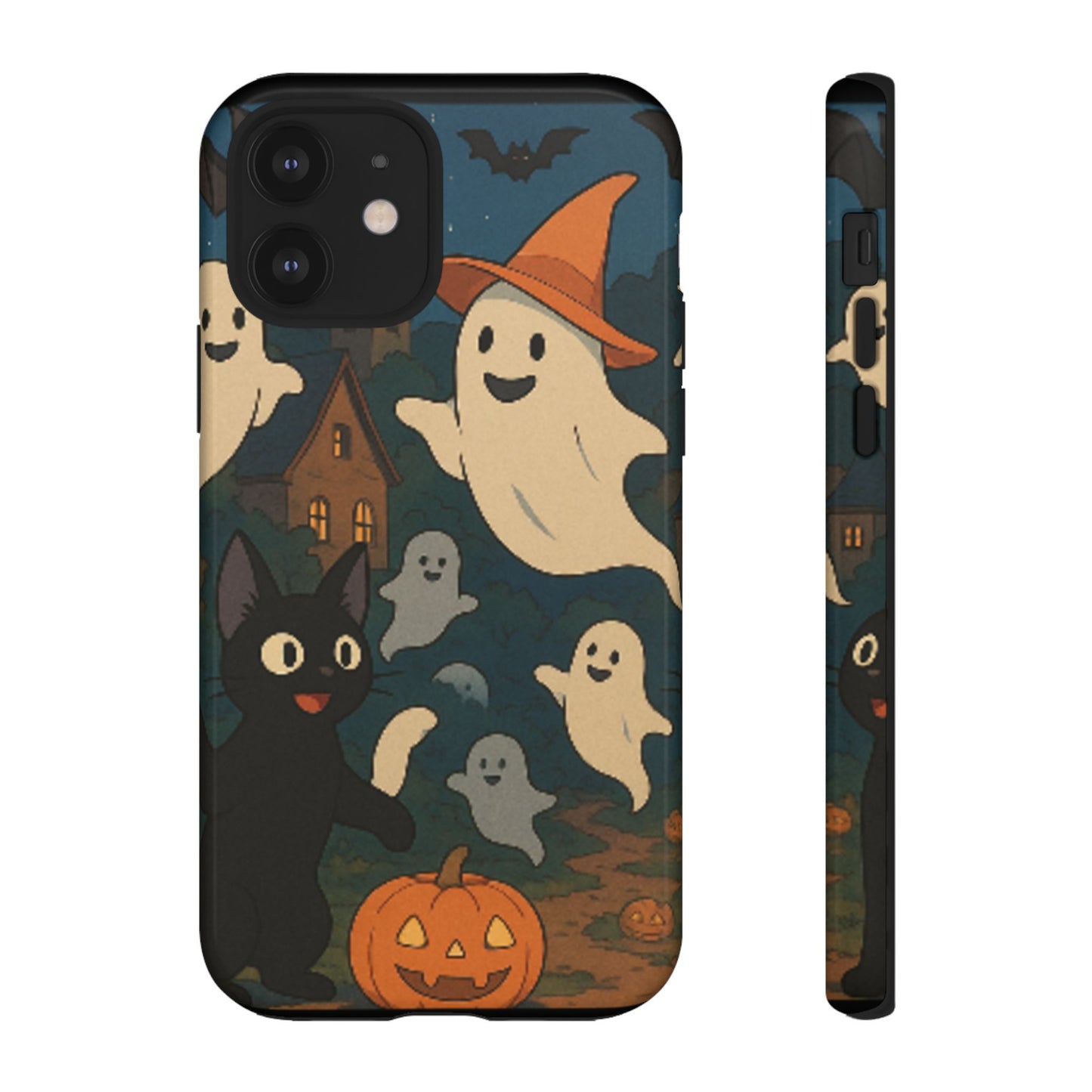 Halloween Phone Case, Spooky Ghost Design, Cat & Pumpkin Accessories, Fall Decor, Trick or Treat Gift