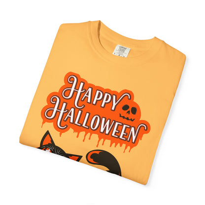 Halloween Cat T-Shirt, Spooky Apparel, Unisex Costume Tee, Fall Fashion, Halloween Party Wear, Fun Trick or Treat Shirt