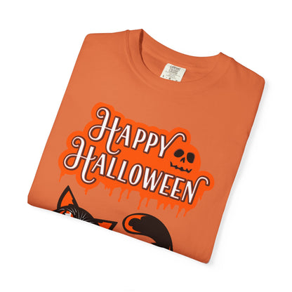 Halloween Cat T-Shirt, Spooky Apparel, Unisex Costume Tee, Fall Fashion, Halloween Party Wear, Fun Trick or Treat Shirt