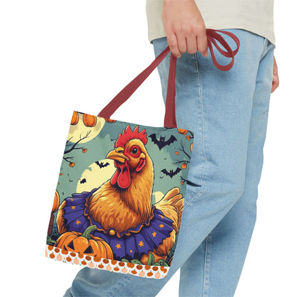 Festive Chicken Tote Bag, Autumn Harvest Bag, Halloween Purse, Farmhouse Decor, Gift for Chicken Lovers