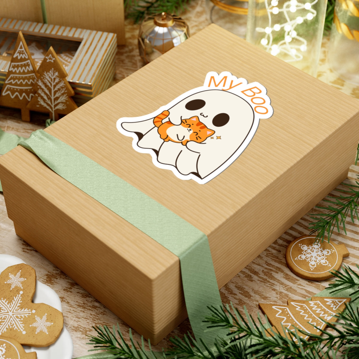 Cute Ghost & Cat Kiss-Cut Stickers | Perfect for Halloween, Laptop Decor, Kid's Gifts, Cute Aesthetic