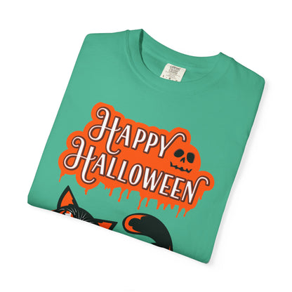 Halloween Cat T-Shirt, Spooky Apparel, Unisex Costume Tee, Fall Fashion, Halloween Party Wear, Fun Trick or Treat Shirt