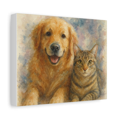 Pet Portrait Canvas Art, Custom Wall Decor, Dog and Cat Artwork, Gift for Pet Lovers, Animal Wall Art, Home Decor