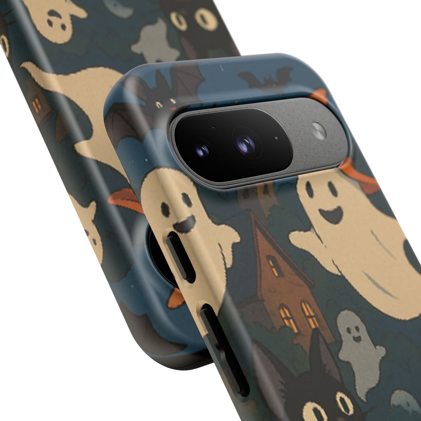 Halloween Phone Case, Spooky Ghost Design, Cat & Pumpkin Accessories, Fall Decor, Trick or Treat Gift