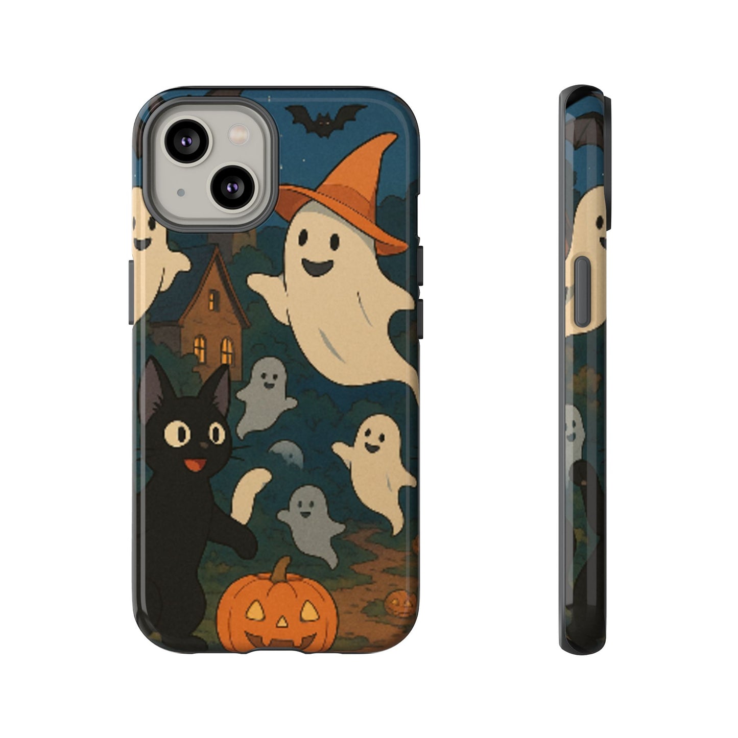 Halloween Phone Case, Spooky Ghost Design, Cat & Pumpkin Accessories, Fall Decor, Trick or Treat Gift
