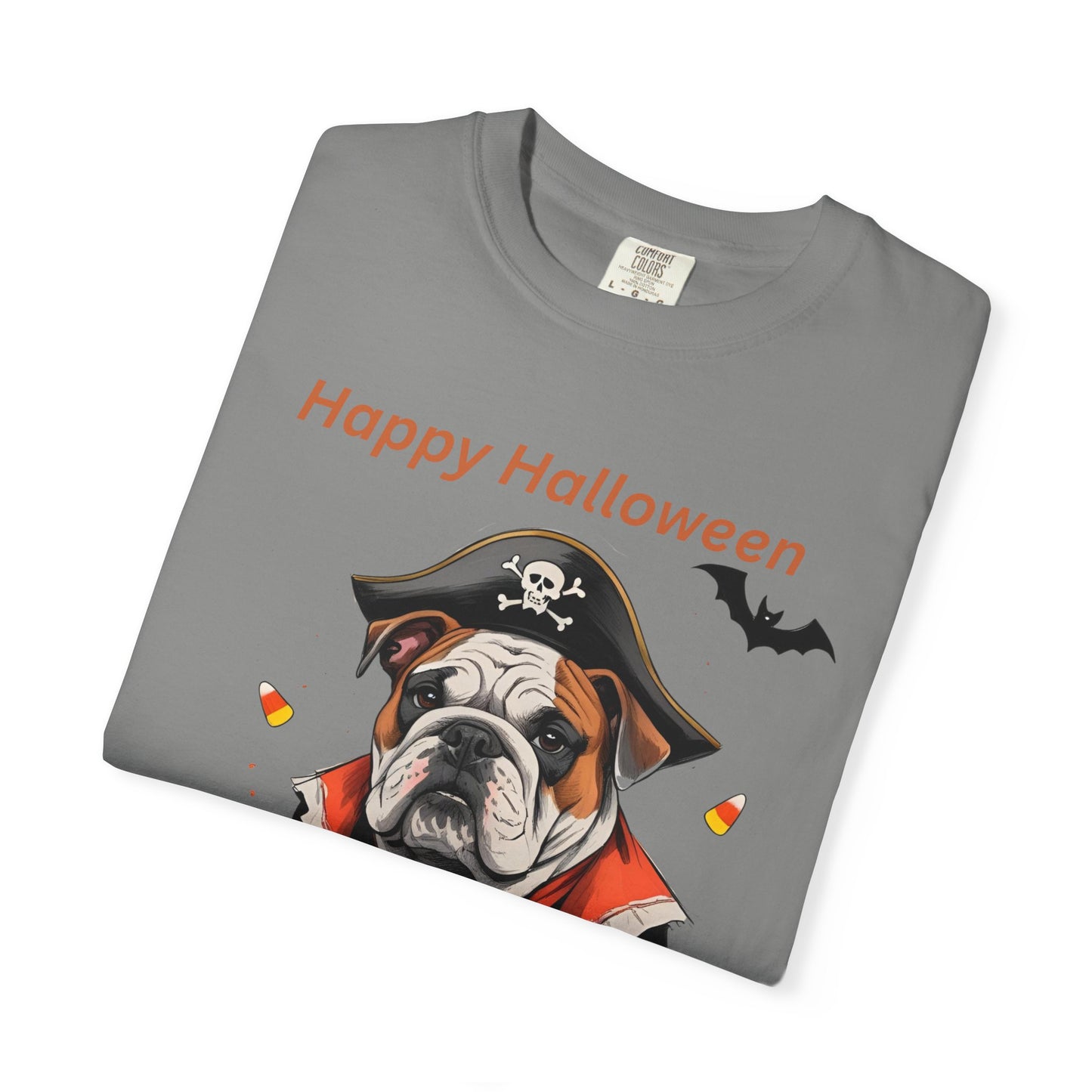 Halloween Bulldog T-Shirt, Unisex Graphic Tee, Funny Dog Shirt, Pirate Costume Top, Pet Lover Gift