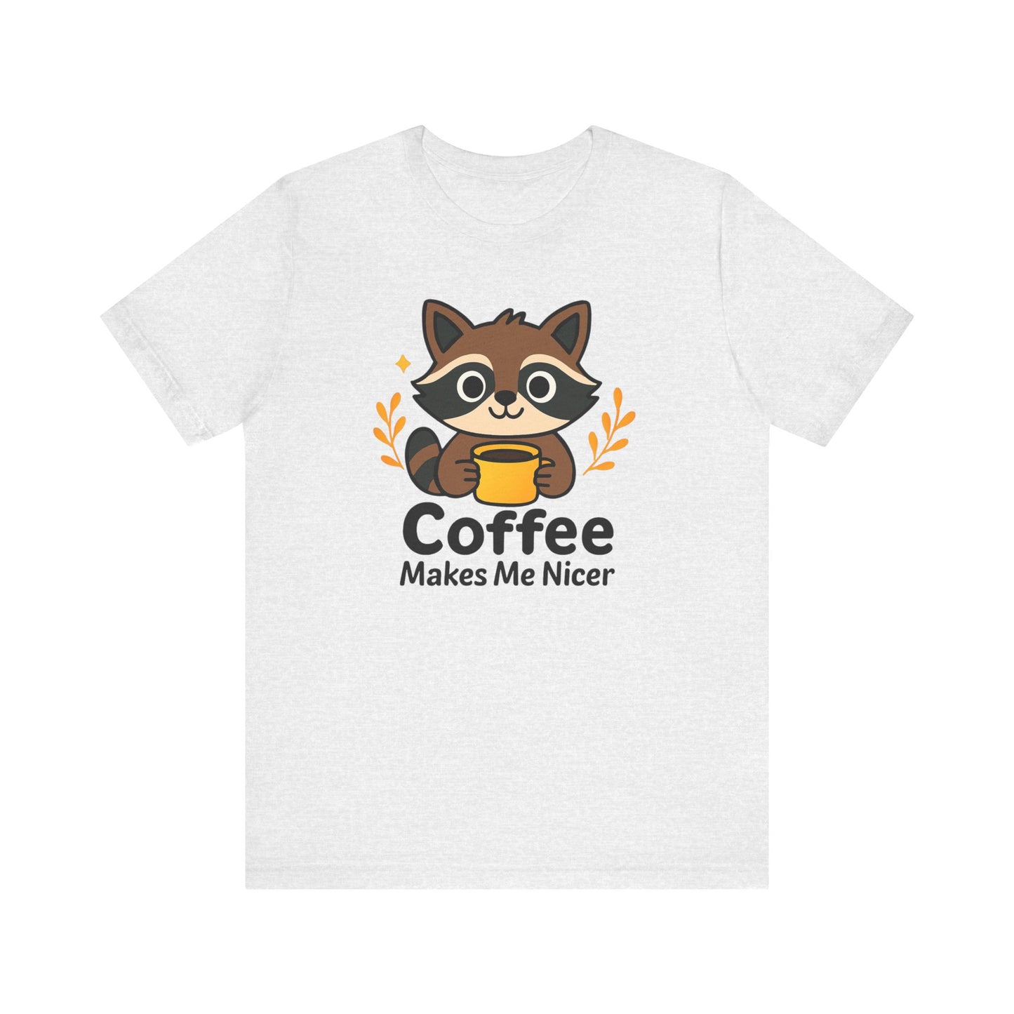 Coffee Lover's Unisex Short Sleeve Tee, Cute Raccoon Shirt, Gift for Coffee Enthusiasts, Casual Wear, Quirky Graphic Tee
