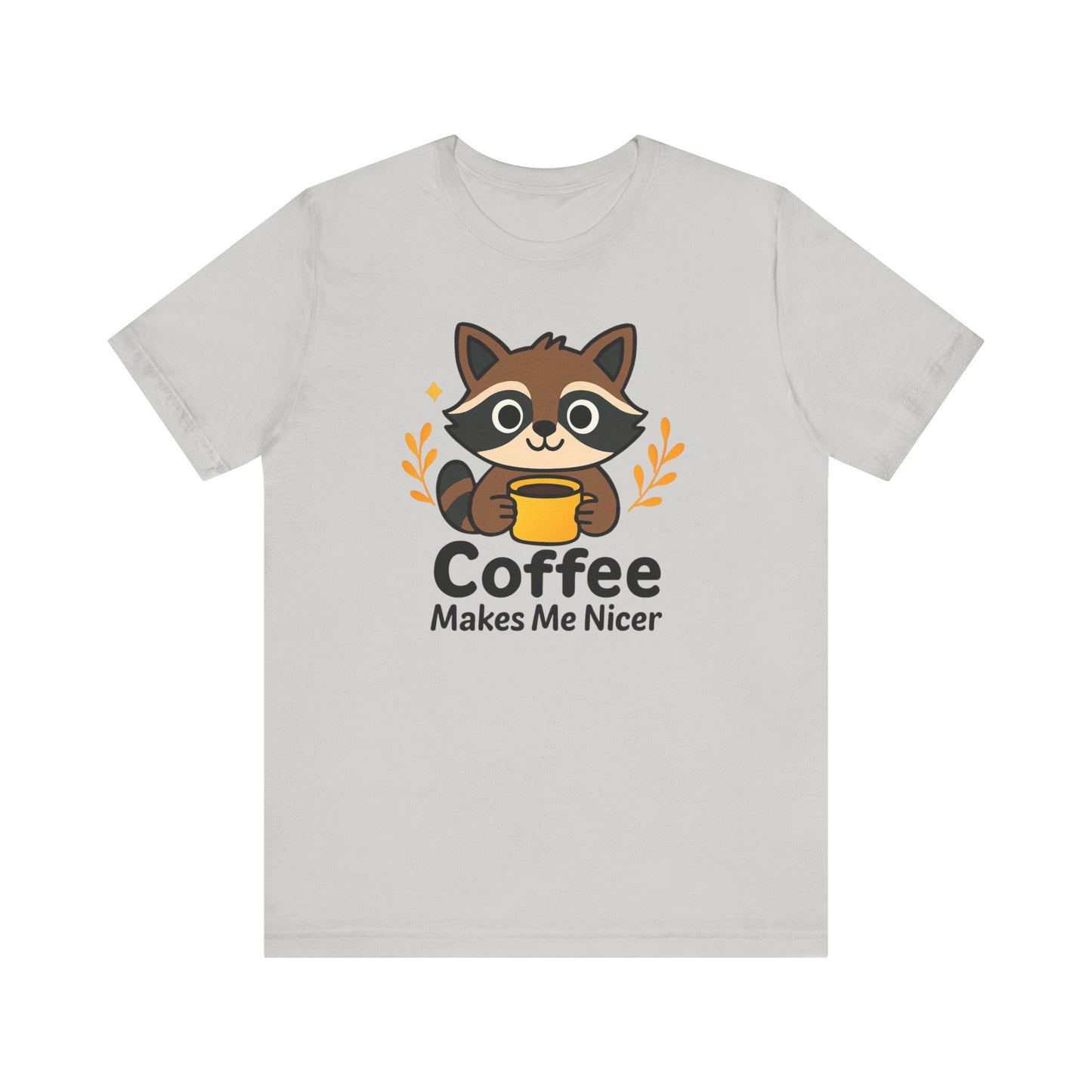 Coffee Lover's Unisex Short Sleeve Tee, Cute Raccoon Shirt, Gift for Coffee Enthusiasts, Casual Wear, Quirky Graphic Tee