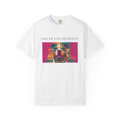 Colorful Dia de los Muertos T-Shirt, Unisex Graphic Tee, Day of the Dead Celebration Shirt, Festive Casual Wear, Gift for Dog Lovers