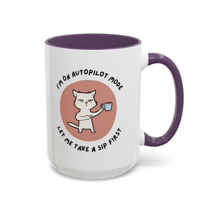 Autopilot Cat Coffee Mug, Funny Mug for Cat Lovers, Gift for Coffee Addicts, Animal Lover's Present, Unique Mug for Home Office