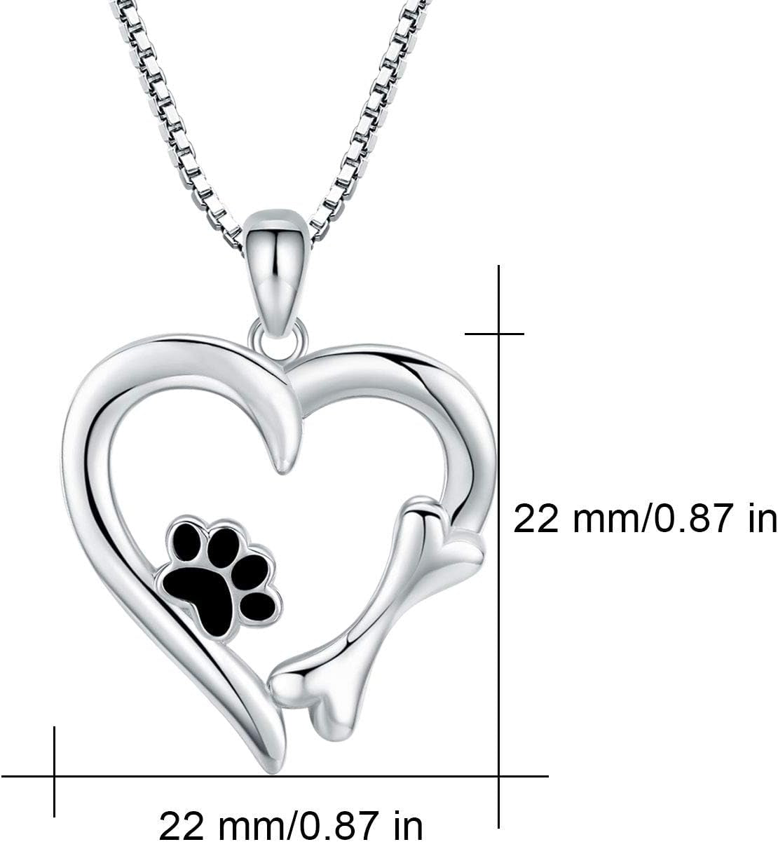 925 Sterling Silver Dog Paw Print/Rabbit/Panda/Frog Necklace Pendant Heart Necklace Jewelry Gifts for Women Ladies Wife Mother Daughter Granddaughter Birthday Christmas