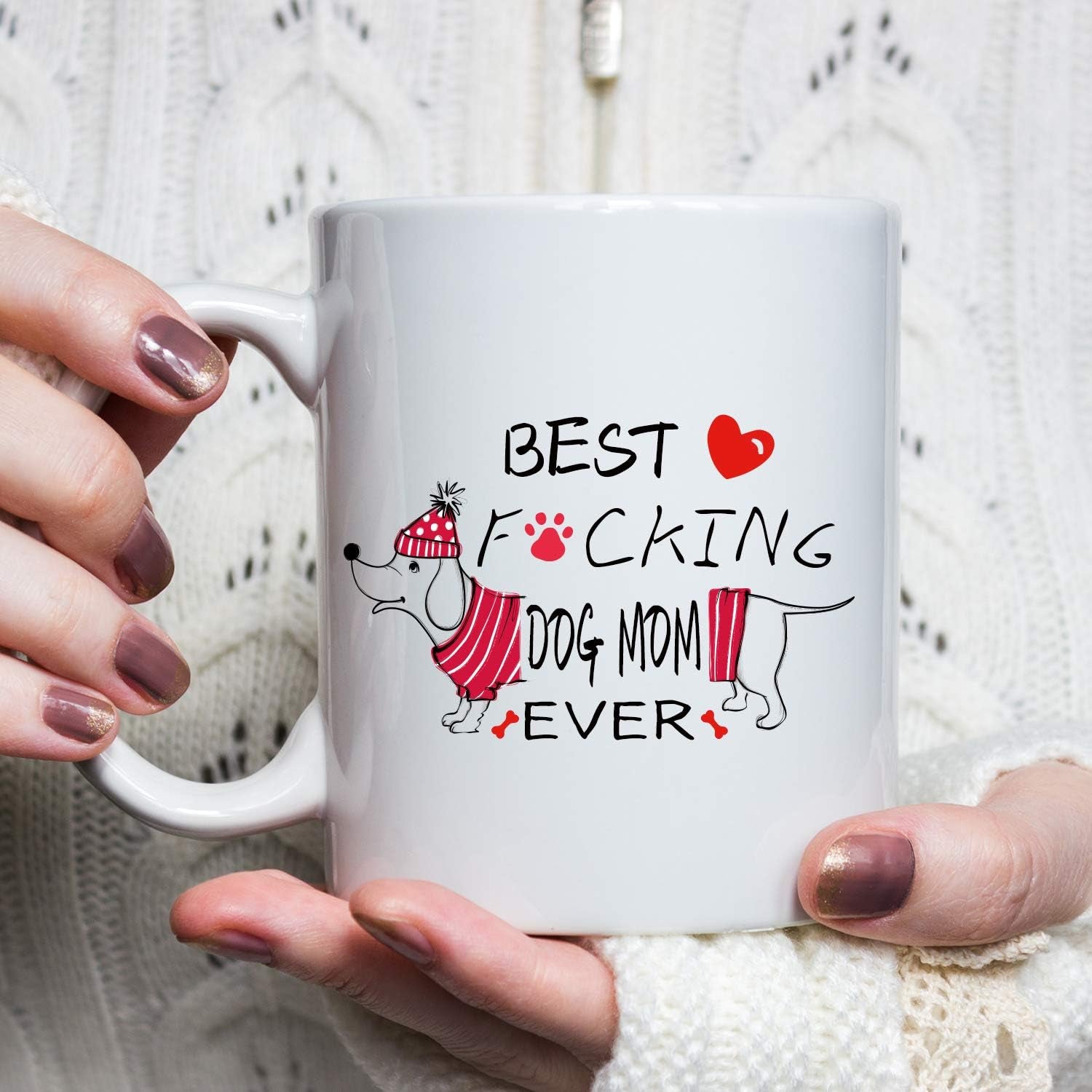 Novelty Dog Mom Mug - Unifury Dog Memorial Gifts for Dog Owner, Funny 11OZ Dog Mother Coffee Mug for Women on Birthday, Christmas, Party, Mothers Day