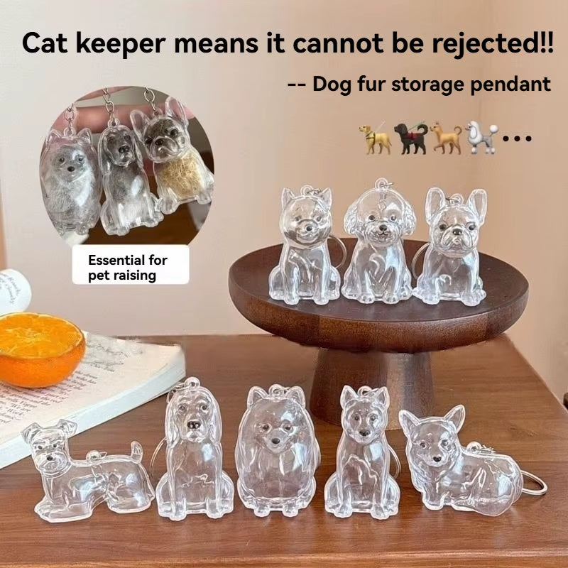 Large Size Dog Hair Storage Pendant Keychain Transparent Pet Fur Keepsake Capsule DIY Decoration Memorial Gifts for Pet Lovers